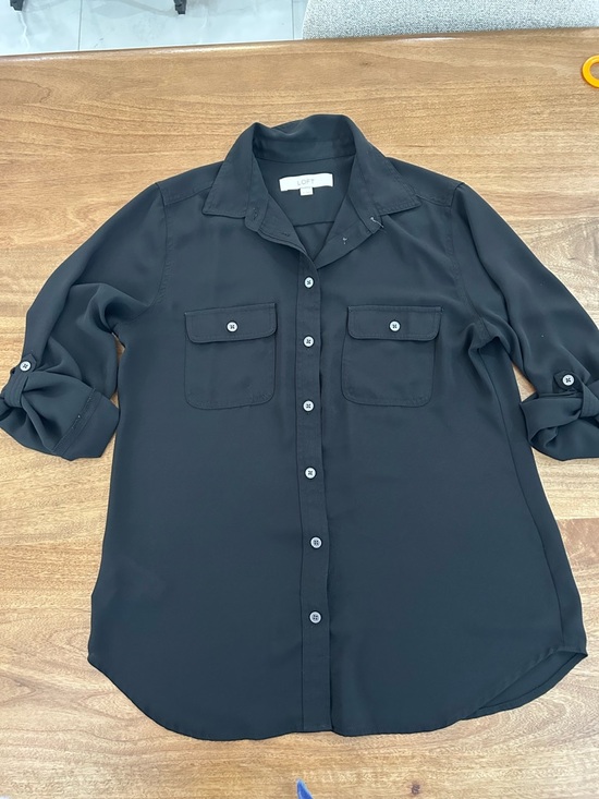 LOFT Tops - LOFT Black Button-Down Shirt with Chest Pockets
